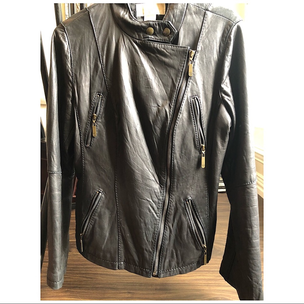 Michael Kors Asymmetrical Zip Leather Jacket